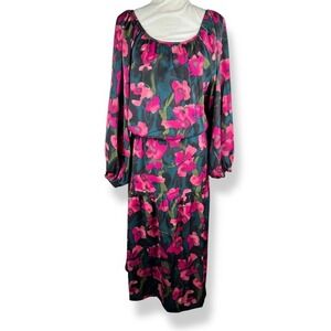 Johnnybecca Floral Maxi Dress Womens Size Small Belted Long Sleeve Garden Party